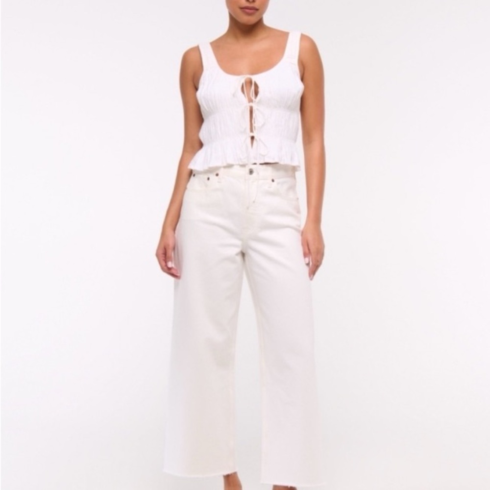 Abercrombie & Fitch White Flare Wide Leg Jeans